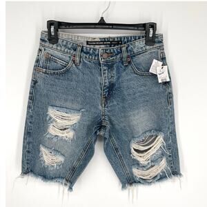 Volcom Brand Jeans NEW Super Stoned Bermuda Shorts Womens Sz 25 Distressed Blue